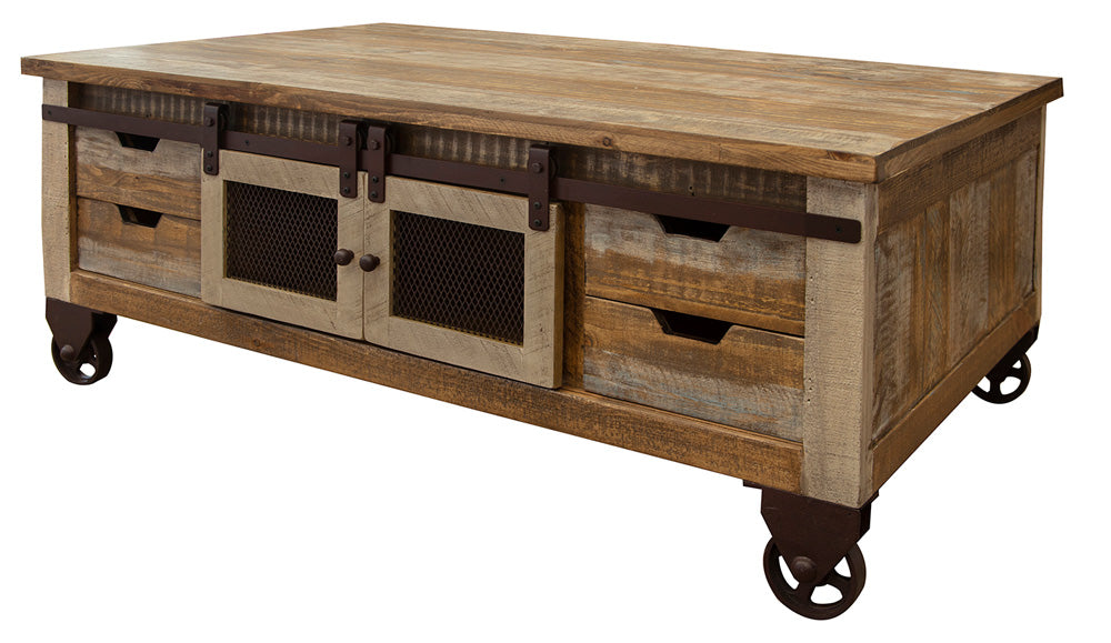 IFD Antique Multicolor 8-Drawer 4-Door Cocktail Table IFD9661CKT