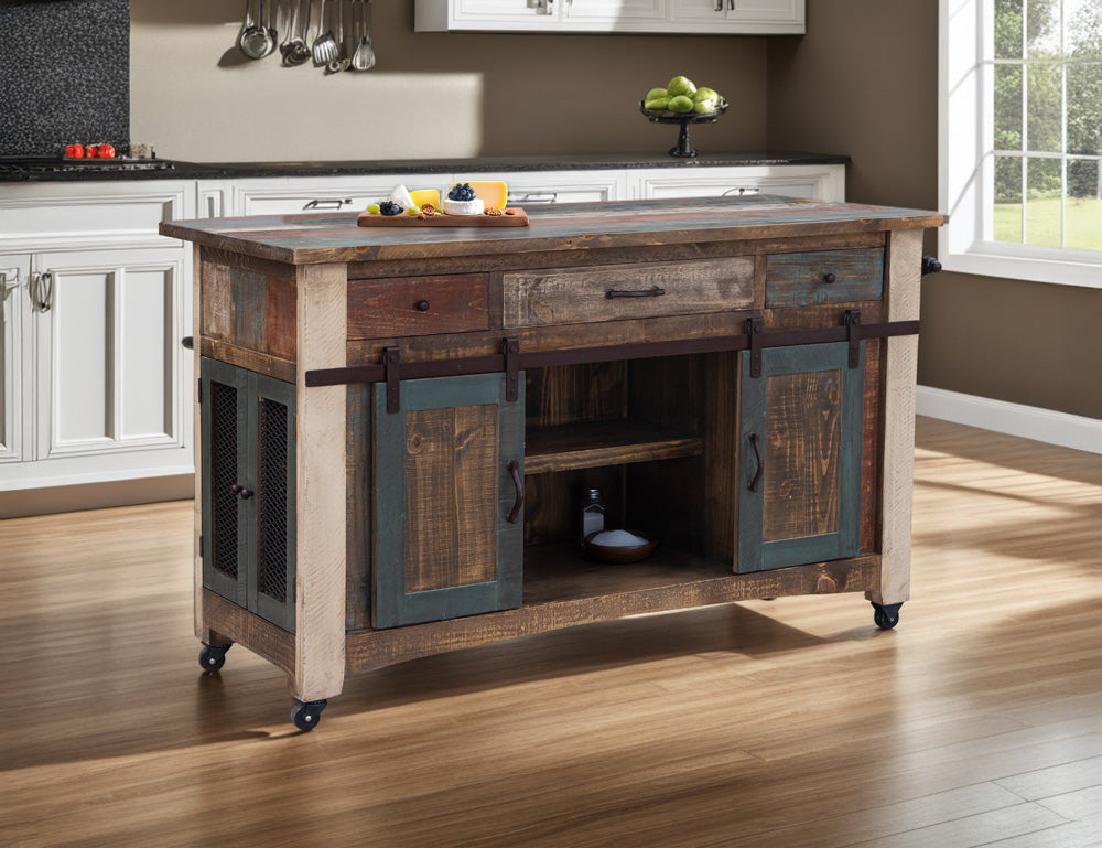 Antique Kitchen Island IFD968ISLAND-MC in Multicolor