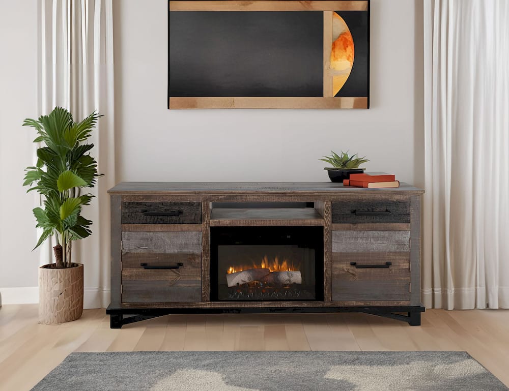 Loft 70in Fireplace IFD6441STNFP70 in Brown
