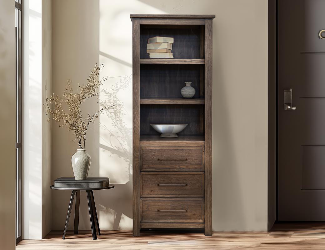 Novus Lodge 3-Drawer 3-Shelves Bookcase IFD2311BKS