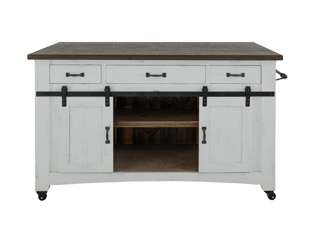 Pueblo 3 Drawer Kitchen Island IFD360ISLAND in White