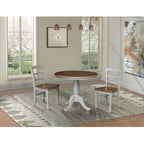 36in Round Extension Dining Table with 2 Chairs Hickory/Stone K41-36RXT-C2-2