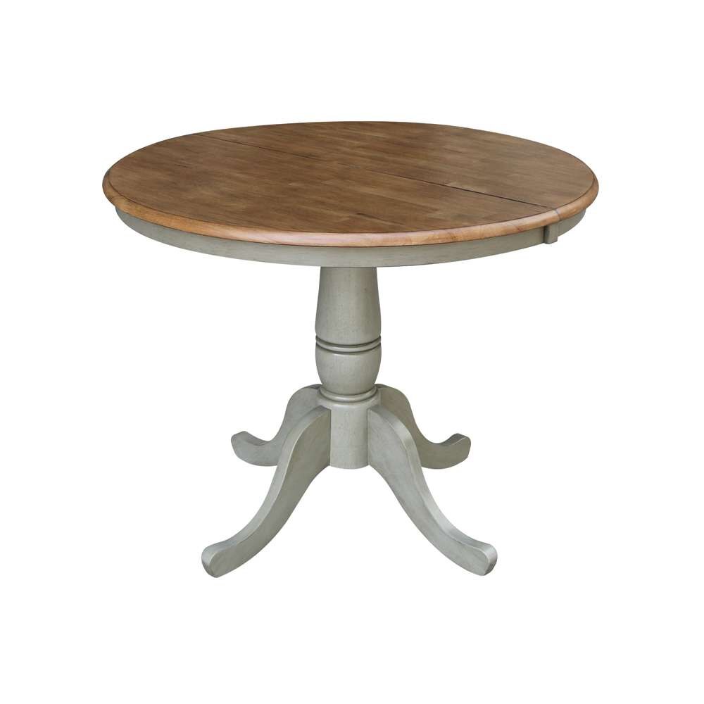 36in Round Extension Dining Table with 2 Chairs Hickory/Stone K41-36RXT-C2-2