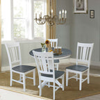 36in Round Extension Dining Table with 4 Chairs White/Heather Gray K05-36RXT-27B-C10-4