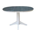 36in Round Extension Dining Table with 4 Chairs White/Heather Gray K05-36RXT-27B-C10-4