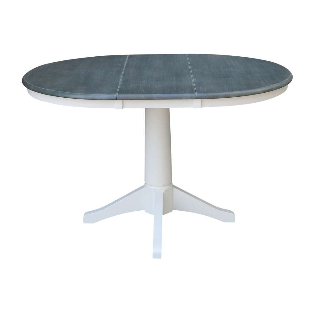 36in Round Extension Dining Table with 4 Chairs White/Heather Gray K05-36RXT-27B-C10-4