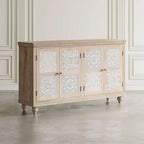 Adele 71in Hand Carved Solid Wood Four-Door Sideboard Cabinet 2358-71 in Sand