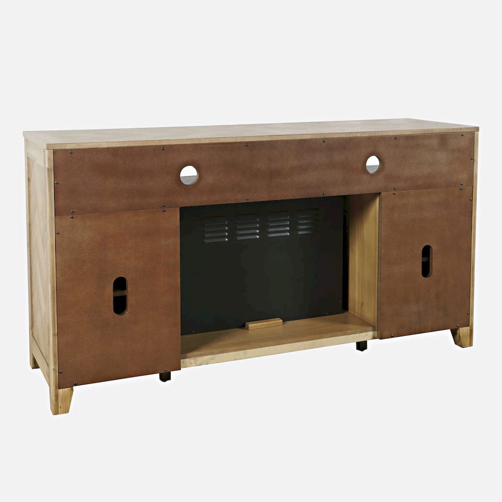 Fairview 60in Chevron Fireplace Console 2338-FP6032 in Bryce Light Brown