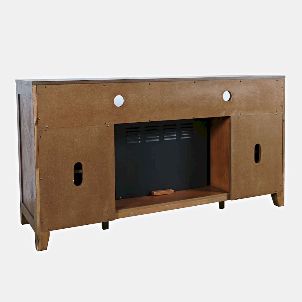 Fairview 60in Chevron Fireplace Console 1932-FP6032 in Oak Dark Brown