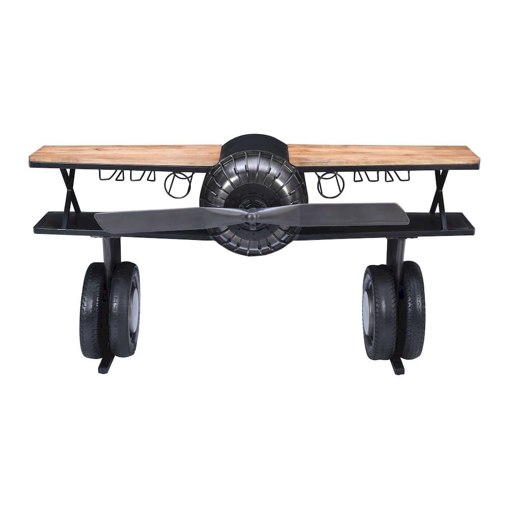 Maverick 72in Airplane Bar Console Table Gunmetal Grey 2323-MAVERICK