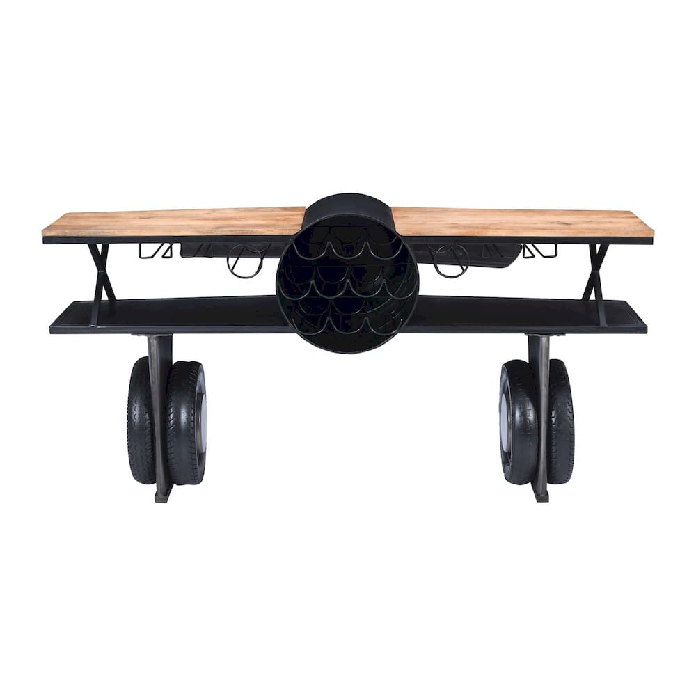 Maverick 72in Airplane Bar Console Table Gunmetal Grey 2323-MAVERICK