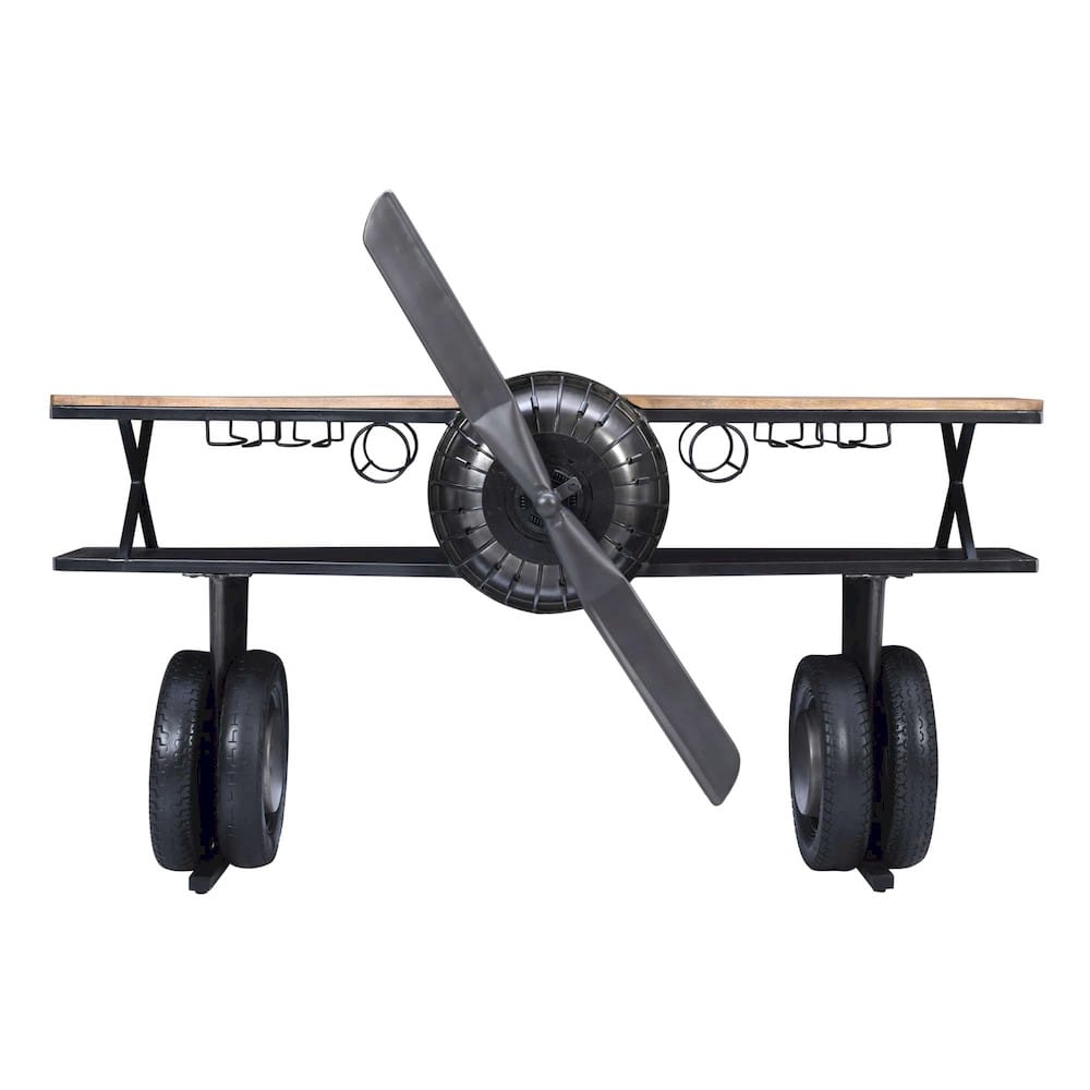 Maverick 72in Airplane Bar Console Table Gunmetal Grey 2323-MAVERICK