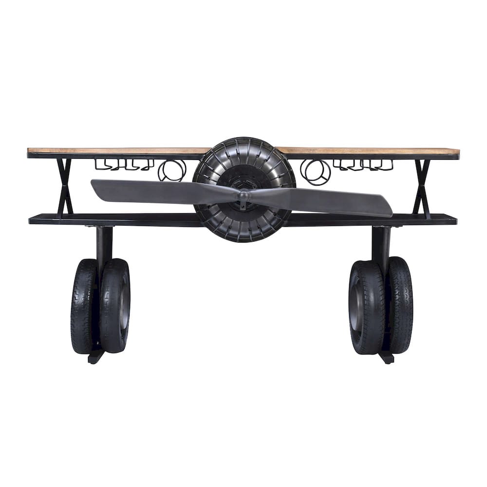 Maverick 72in Airplane Bar Console Table Gunmetal Grey 2323-MAVERICK