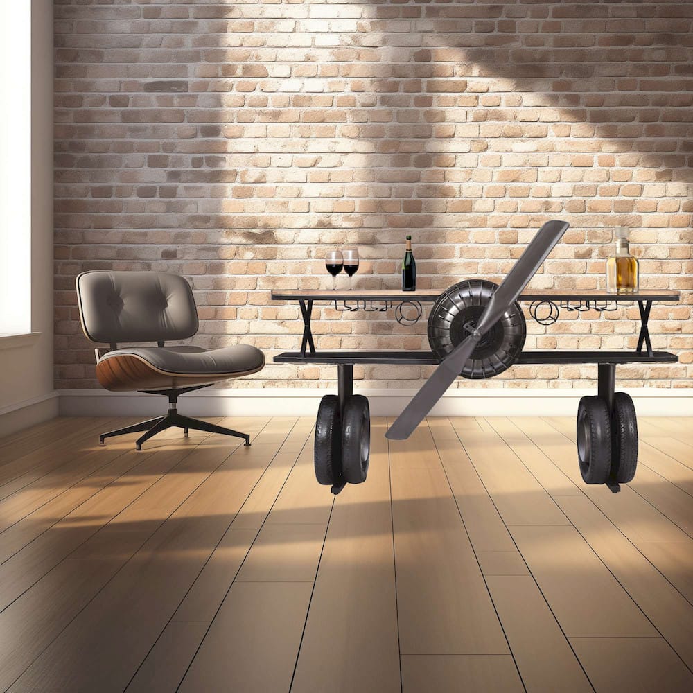 Maverick 72in Airplane Bar Console Table Gunmetal Grey 2323-MAVERICK