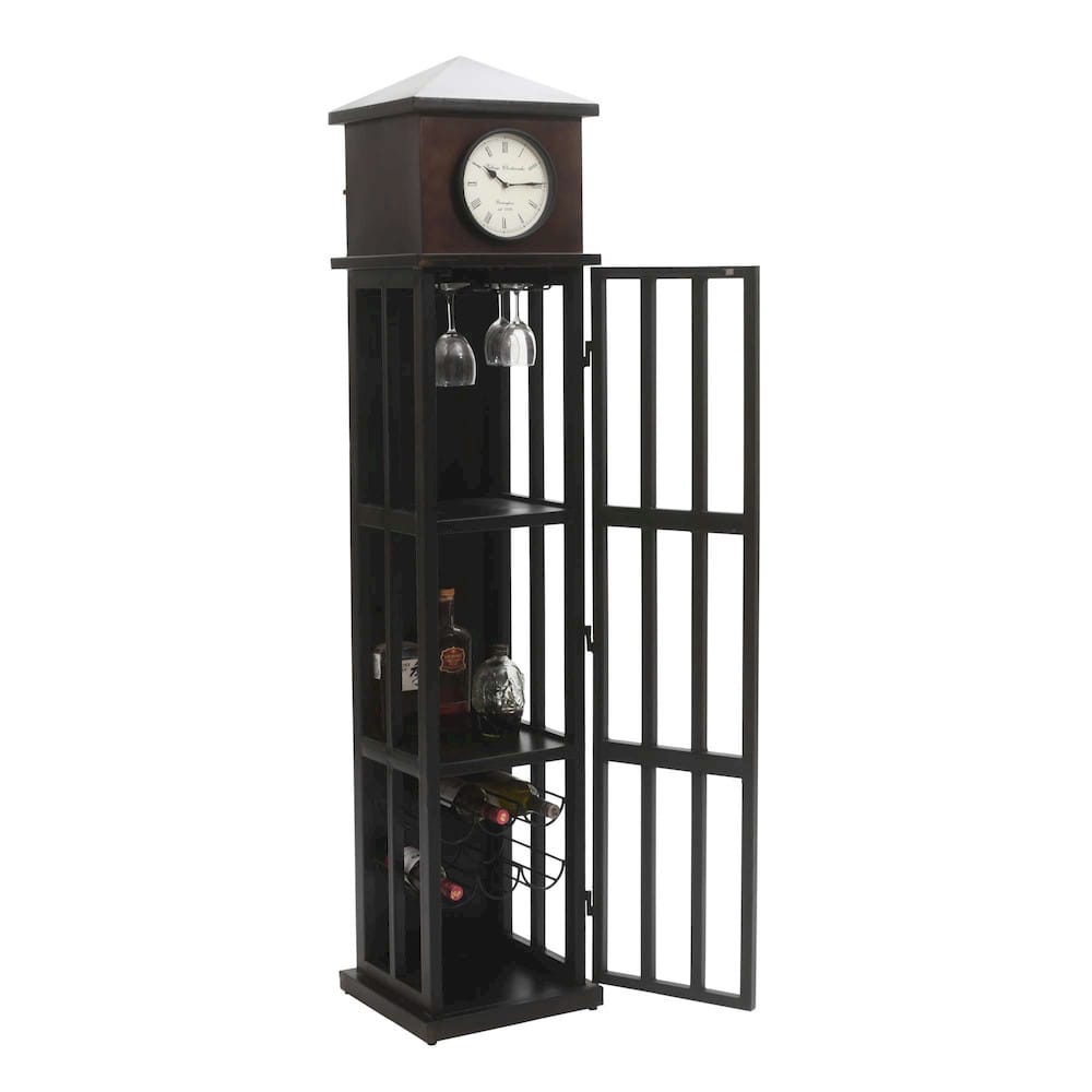 Glory Days 75in Watchtower Vintage Clock Bar Cabinet 2323-WATCHTOWER