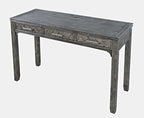 Jofran Gramercy Chevron Three Drawer USB Charging Desk in Platinum