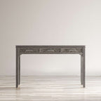 Jofran Gramercy Chevron Three Drawer USB Charging Desk in Platinum
