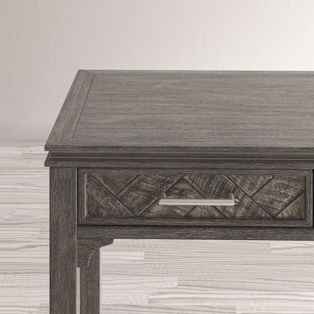 Jofran Gramercy Chevron Three Drawer USB Charging Desk in Platinum