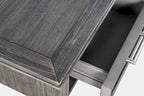 Jofran Gramercy Chevron Three Drawer USB Charging Desk in Platinum