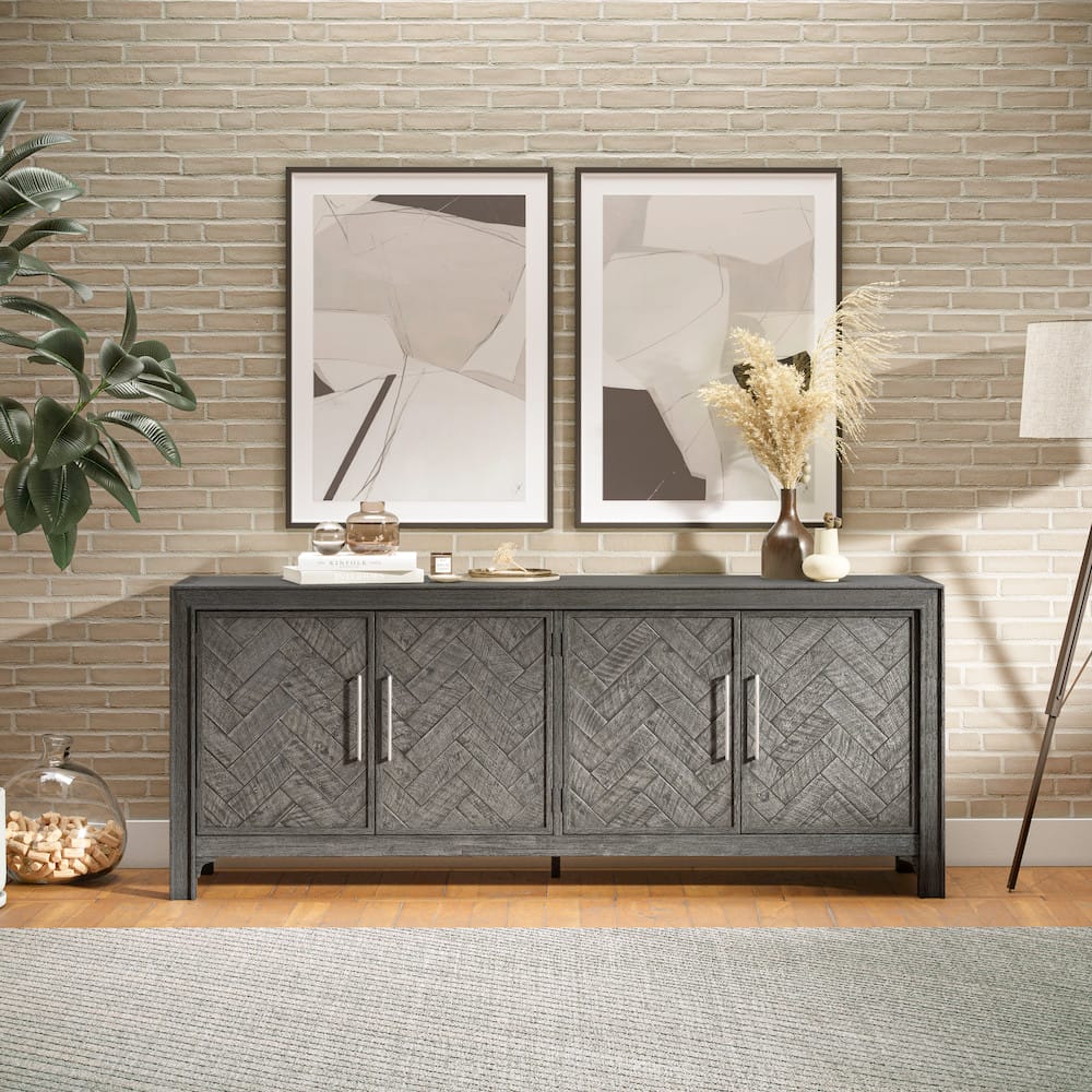 Gramercy 79in 4 Door Accent Cabinet 1356-79 in Platinum