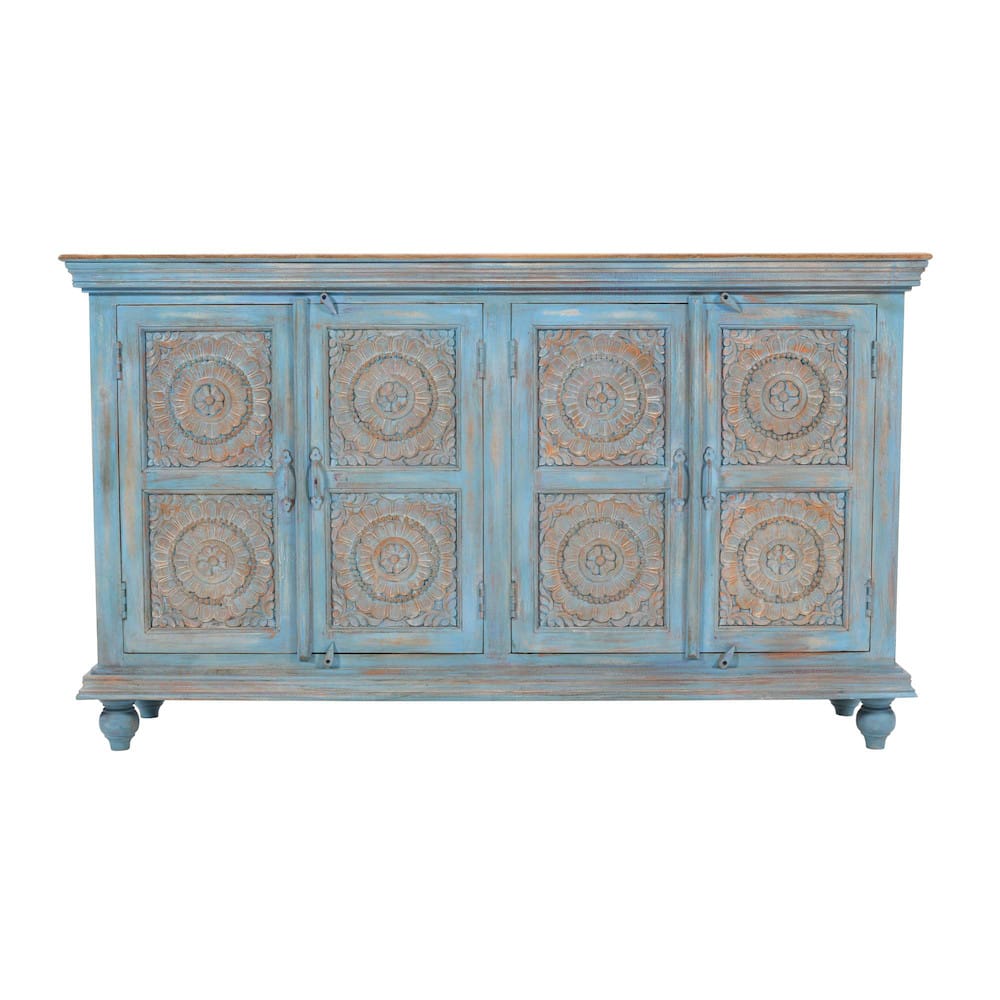 Marchand 71in Solid Wood Sideboard Cabinet 2345-71 in Antique Blue