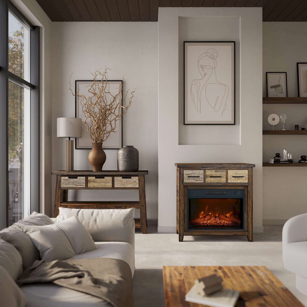Painted Canyon 32in Fireplace Console 1600-FP32 in Brown