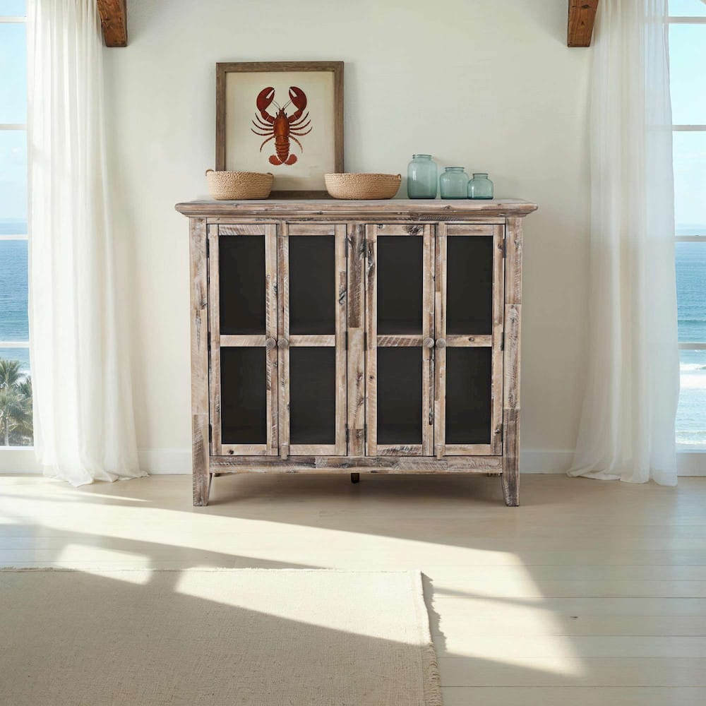 Rustic Shores 48in Distressed Accent Cabinet 2125-48 in Grey Wash