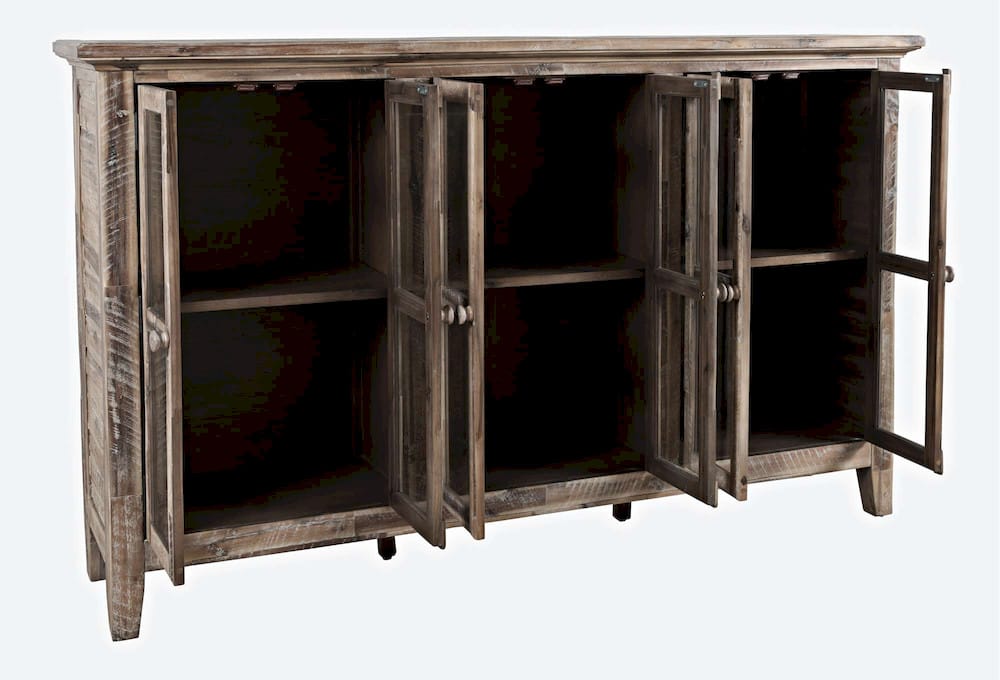 Rustic Shores 70in Distressed Accent Cabinet 2125-70 in Grey Wash