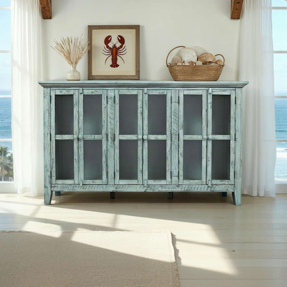 Rustic Shores 70in Accent Cabinet 1615-70 in Surfside Blue