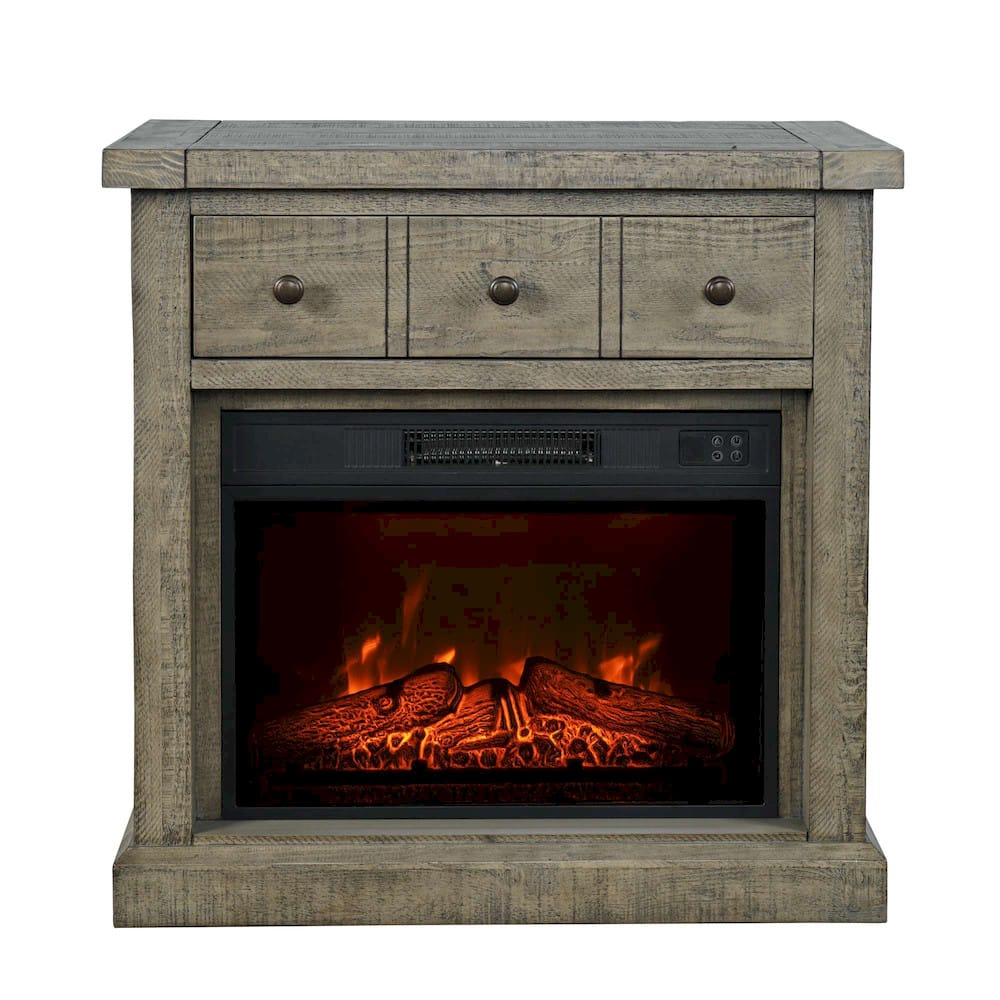 Telluride 32in Electric Fireplace TV Stand Console 2230-FP32 in Driftwood Grey