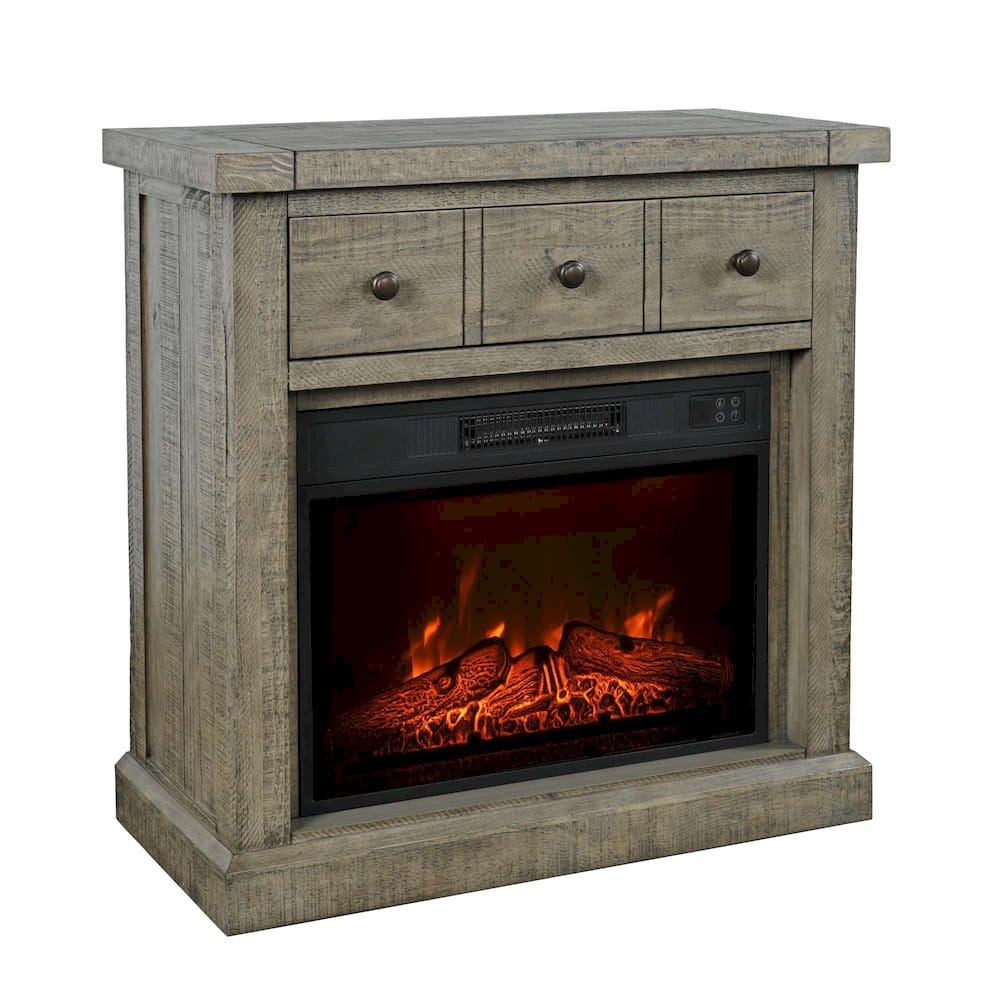 Telluride 32in Electric Fireplace TV Stand Console 2230-FP32 in Driftwood Grey