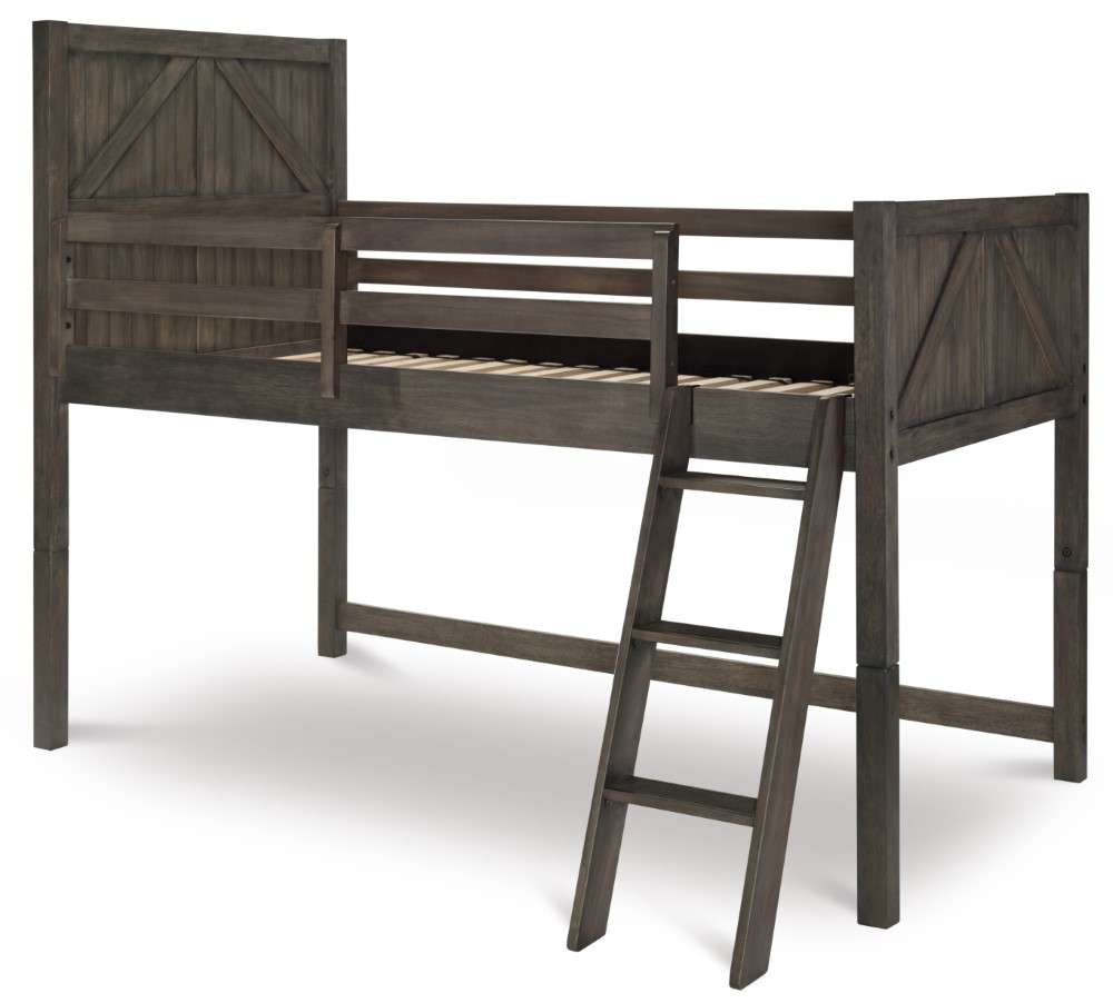 Bunkhouse Complete Twin Mid Loft Bed N8830-8330K in Aged Barnwood