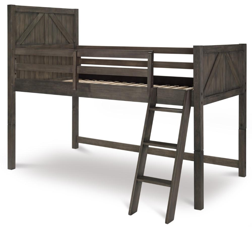 Bunkhouse Complete Twin Mid Loft Bed N8830-8330K in Aged Barnwood