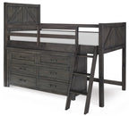 Bunkhouse Complete Twin Mid Loft Bed N8830-8330K in Aged Barnwood