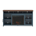Nantucket 74in Fireplace TV Stand NT5110.BWK in Blue Denim and Whiskey Finish