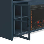 Nantucket 74in Fireplace TV Stand NT5110.BWK in Blue Denim and Whiskey Finish