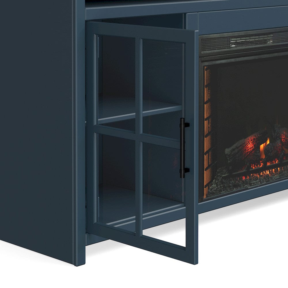 Nantucket 74in Fireplace TV Stand NT5110.BWK in Blue Denim and Whiskey Finish