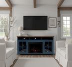 Nantucket 74in Fireplace TV Stand NT5110.BWK in Blue Denim and Whiskey Finish