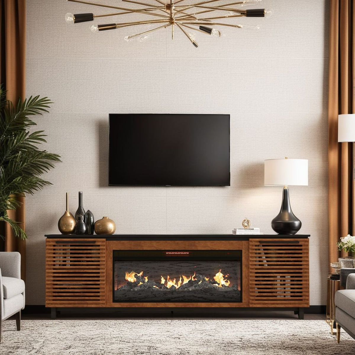 Graceland Fireplace TV Stand GC5410.BNB in Bourbon Brown