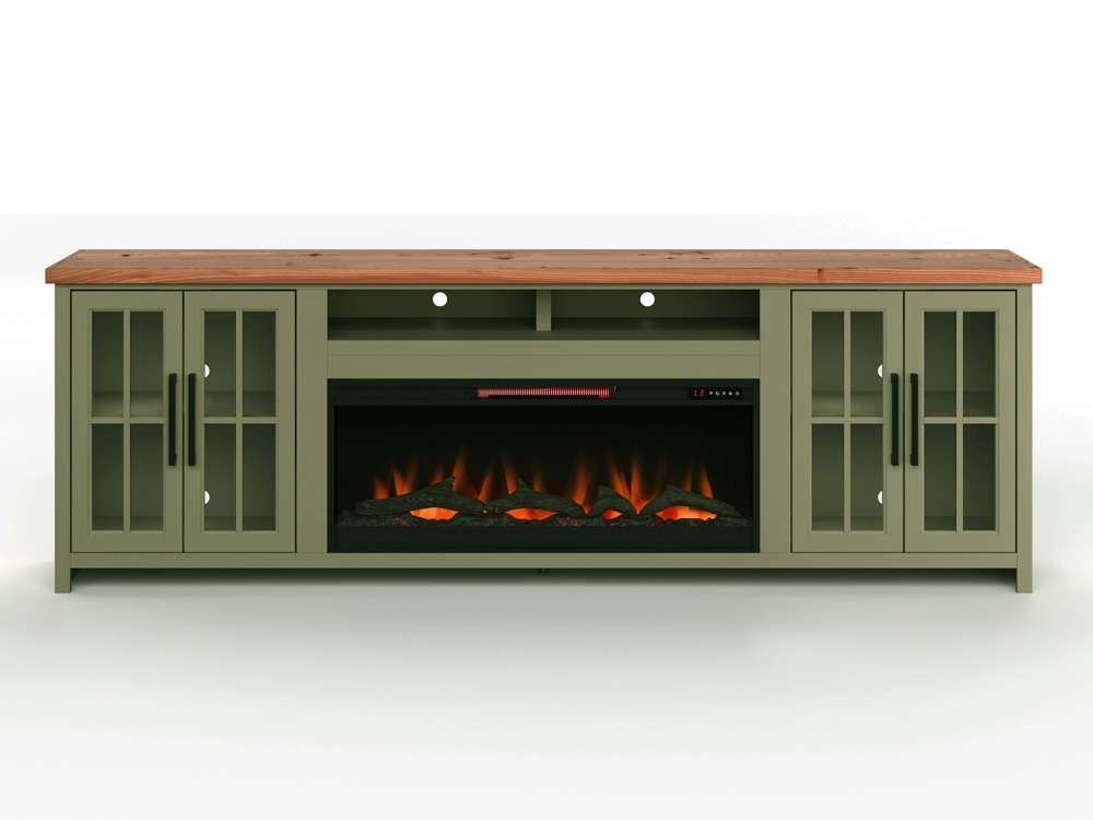 Vineyard 97in Fireplace TV Stand VY5410.SFL in Black and Brown