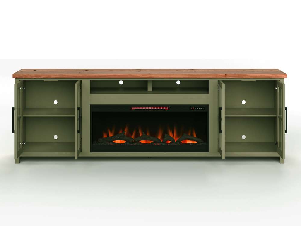 Vineyard 97in Fireplace TV Stand VY5410.SFL in Black and Brown
