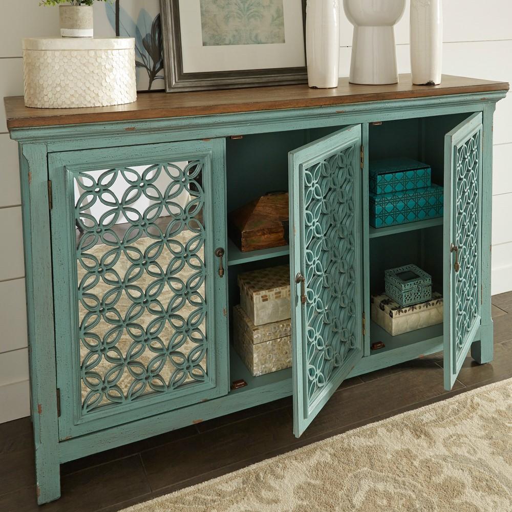 Kensington 3 Door Accent Cabinet 2011-AC5636 in Turquoise