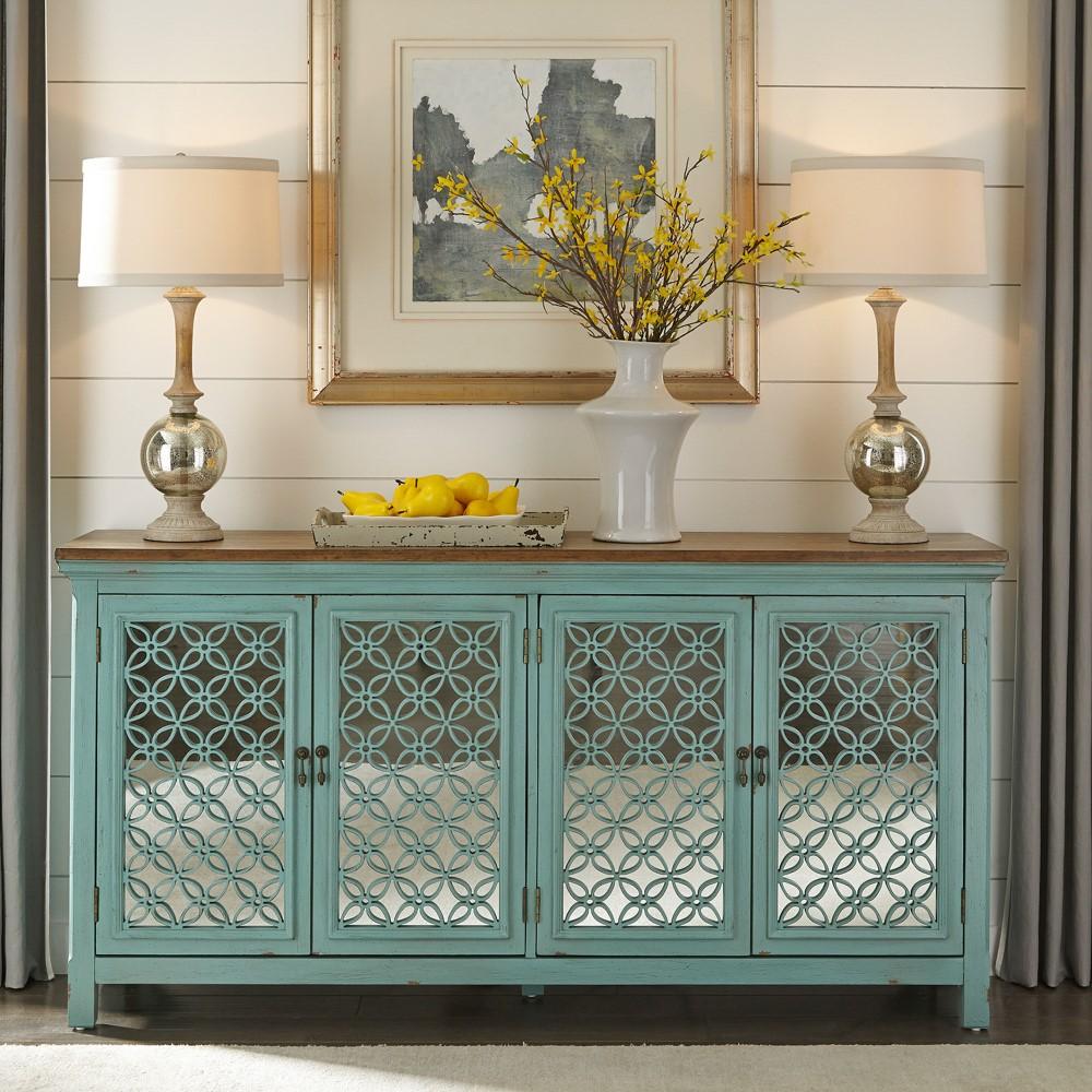 Kensington 4 Door Accent Cabinet 2011-AC7236 in Turquoise