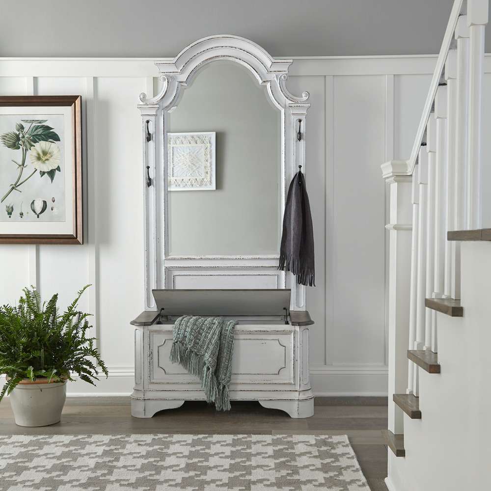 Magnolia Manor 2 Piece Hall Tree Set 244-OT-2PCS in Antique White