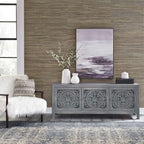 Marisol 65-Inch 3 Door Accent TV Stand 2077-AC6526 in Weathered Honey / Soft Wash Gray