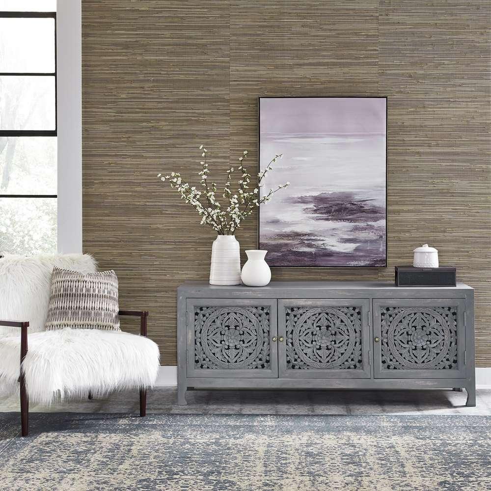 Marisol 65-Inch 3 Door Accent TV Stand 2077-AC6526 in Weathered Honey / Soft Wash Gray