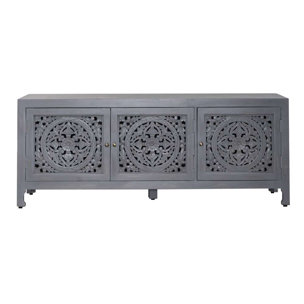 Marisol 65-Inch 3 Door Accent TV Stand 2077-AC6526 in Weathered Honey / Soft Wash Gray