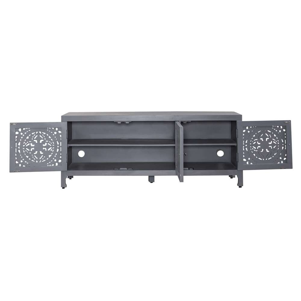 Marisol 65-Inch 3 Door Accent TV Stand 2077-AC6526 in Weathered Honey / Soft Wash Gray