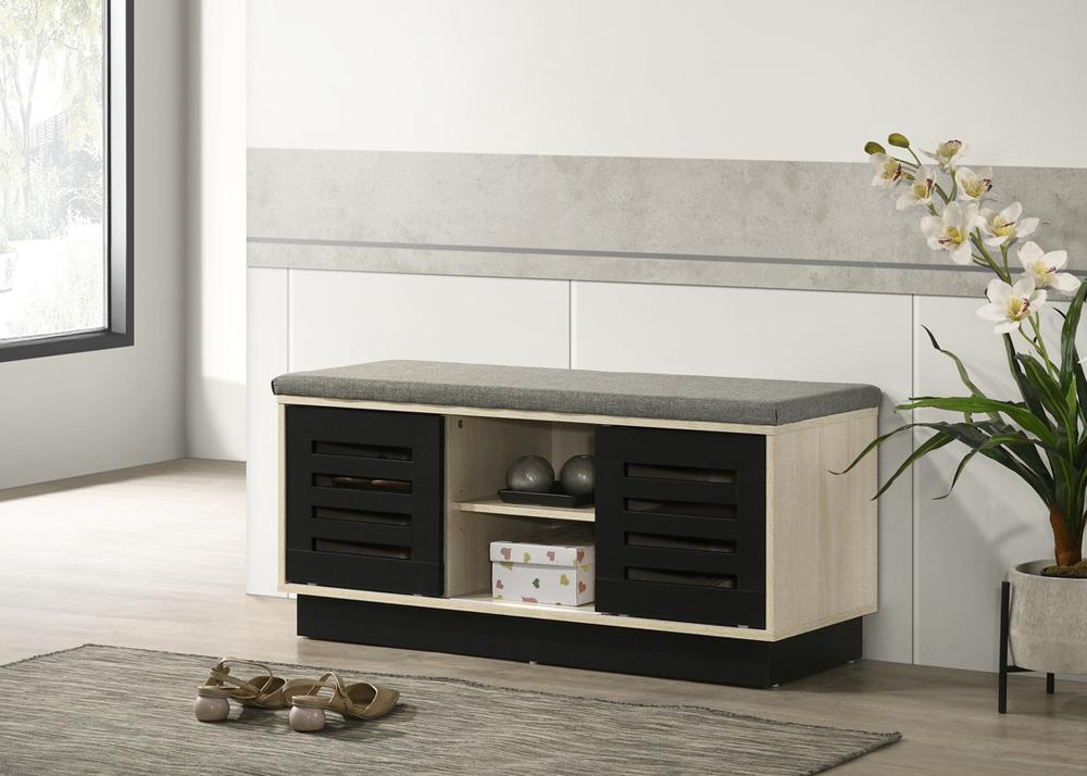 Brett 38.5in Shoe Cabinet with Sliding Doors 97020 in Oak