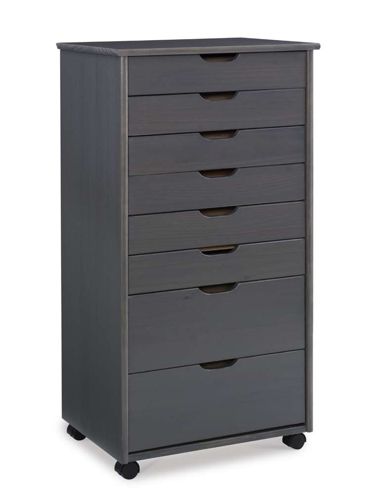 Cary Eight Drawer Rolling Storage Cart CT42GRY01 in Grey